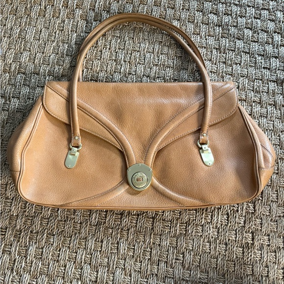 Cole Haan Handbags - Cole Haan Large Flap Satchel Blonde Jasmine Purse Bag B08472 Leather